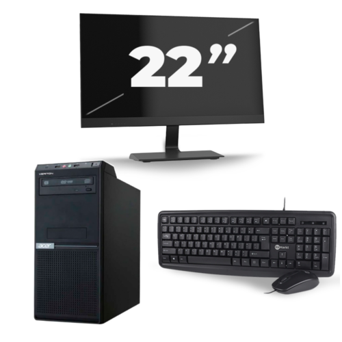 Acer Veriton E430 Tower - Intel Core i3-3e Generatie - 8GB RAM - 240GB SSD - Windows 10 Home + 1x 22 inch Monitor