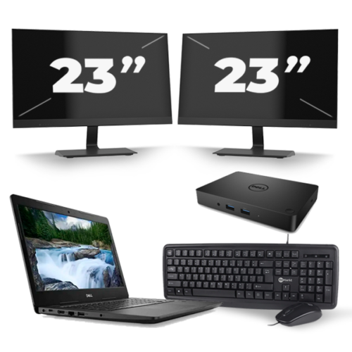 Dell Latitude 3490 - Intel Core i3-7e Generatie - 14 inch - 8GB RAM - 240GB SSD - Windows 10 Home + 2x 23 inch Monitor