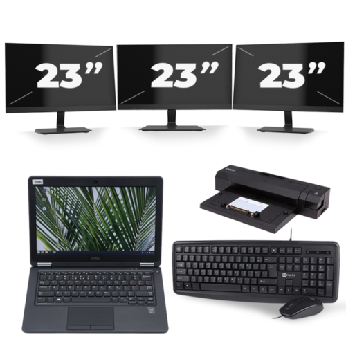 Dell Latitude 5280 - Intel Core i5-7e Generatie - 12 inch - 8GB RAM - 240GB SSD - Windows 10 Home + 3x 23 inch Monitor