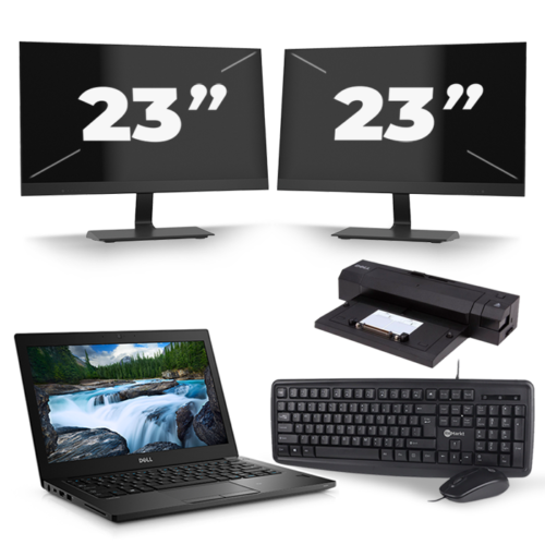 Dell Latitude 7380 - Intel Core i5-7e Generatie - 13 inch - 8GB RAM - 240GB SSD - Windows 10 Home + 2x 23 inch Monitor