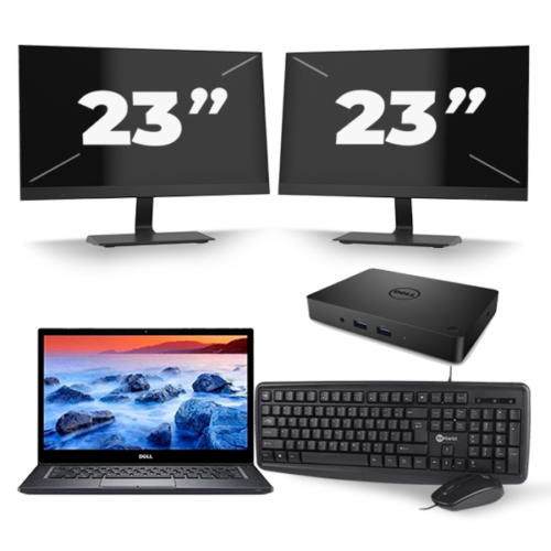 Dell Latitude 7480 - Intel Core i5-6e Generatie - 14 inch - 8GB RAM - 240GB SSD - Windows 11 + 2x 23 inch Monitor