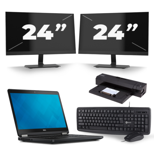 Dell Latitude E5250 - Intel Core i5-5e Generatie - 12 inch - 8GB RAM - 240GB SSD - Windows 10 Home + 2x 24 inch Monitor