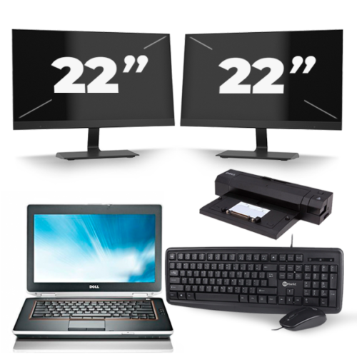 Dell Latitude E6420 - Intel Core i7-2e Generatie - 14 inch - 8GB RAM - 240GB SSD - Windows 10 Home + 2x 22 inch Monitor