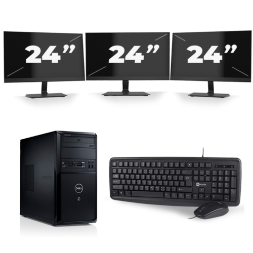 Dell Vostro 260 Micro Tower - Intel Core i5-3e Generatie - 8GB RAM - 240GB SSD - Windows 10 Home + 3x 24 inch Monitor