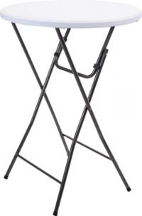 Pro Garden - Inklapbare Robuuste Statafel - Stalen frame - Ø80x110cm - Wit/Grijs