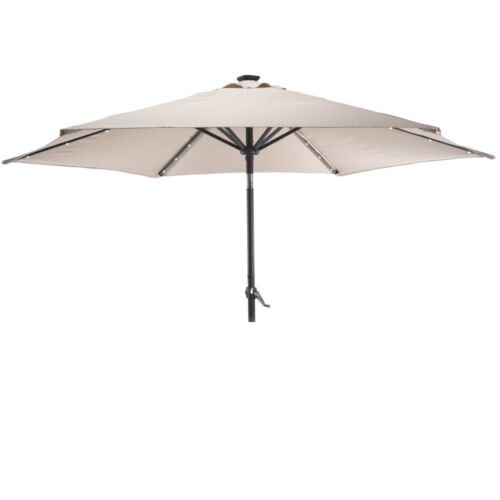 Parasol Solar - Ø 270 cm aluminium - met LED Verlichting - Taupe