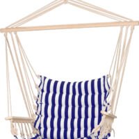 Pro Garden Hangstoel - Hammock - Schommelstoel - voor 1 Persoon - 50x45x100cm - Marine blauw/ Wit