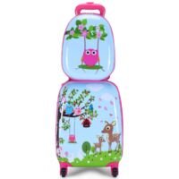 Coast Kinderkofferset 2-delig Kindertrolley + Rugzak Blauw/Roze