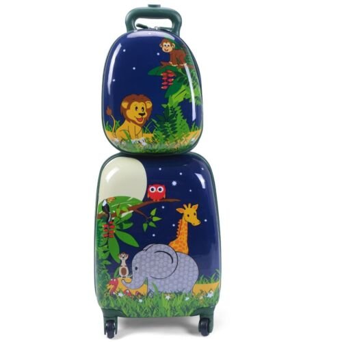 Coast Kinderkofferset 2-delig Kindertrolley + Rugzak Jungle Blauw