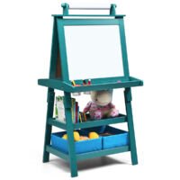 Coast 3 in 1 Ezel Voor Kinderen Dubbelzijdig Whiteboard & Krijtbord - 59 x 50 x 117 cm - Blauw