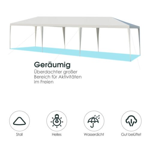 Coast Partytent Paviljoen Waterdicht - 3m x 9m - Wit