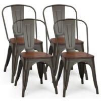 Coast Eetkamerstoelen Set Van 4 - Stoelen Set - 52 x 42 x 84 cm - Bruin/Grijs