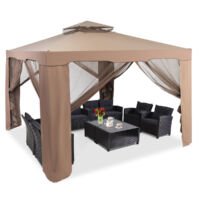 Coast Tuinpaviljoen met 4 Zijwanden - 300x300x265cm - Bruin