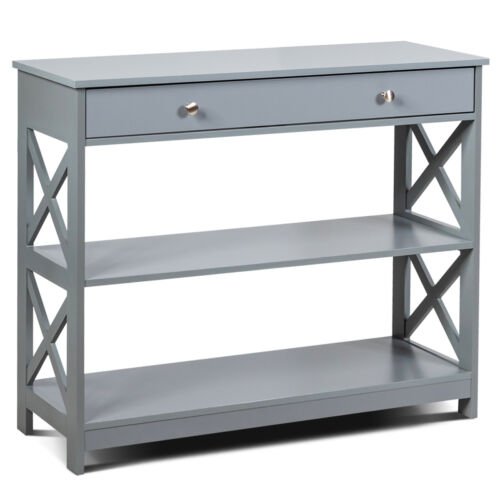 Coast Console Tafel 3 Niveau met Lade Houten Haltafel 100 x 30 x 80 cm Grijs
