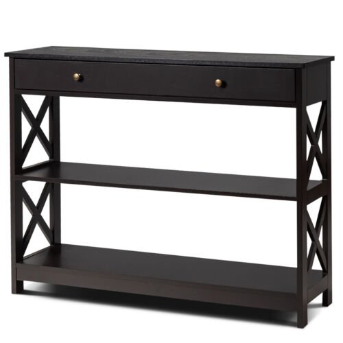 Coast Console Tafel 3 Niveau met Lade Houten Haltafel 100 x 30 x 80 cm Bruin