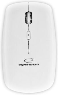 Esperanza Saturn | Draadloze 2.4GHz Optische Muis | Plat | Ambidextrous | DPI instelbaar 1000 / 1600DPI | 4 Buttons | Vertical Scroll | Wit