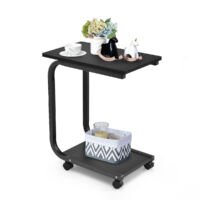 Coast Laptoptafel Notebooktafel Verzorgingstafel Met Wielen - Zwart - 50 x 30 x 59 cm
