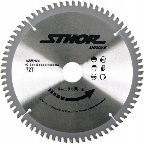 STHOR Cirkelzaagblad Ø210 mm - 72 T - binnendiameter 30 mm - Voor Aluminium