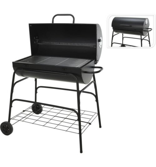 BBQ Houtskoolbarbecue - Cilinder - Op wielen - 39x100x100cm