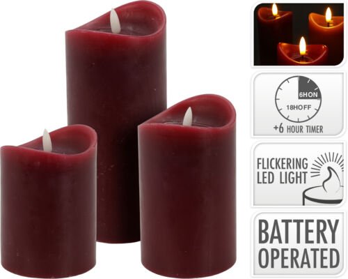 Led kaars set - 3 stuks - Rood