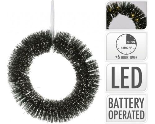 Krans 40cm met sneeuw 30 LED - INCL Timer op Batterij