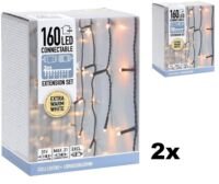 Nampook Kerstverlichting SET van 2 - Koppelbaar - 160 LED - 3 meter - Warm Wit