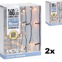 Nampook Kerstverlichting SET van 2 - Koppelbaar - 160 LED - 3 meter - Warm Wit