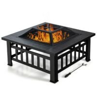 Coast 3 in 1 Vuurtafel Met Rooster Voor Tuin - 81 x 81 x 50 cm - Zwart