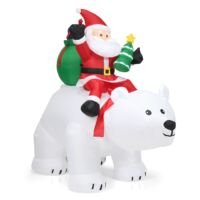 Coast Kerstversiering Opblaasbare IJsbeer & Kerstman te paard MET LED's - 200cm