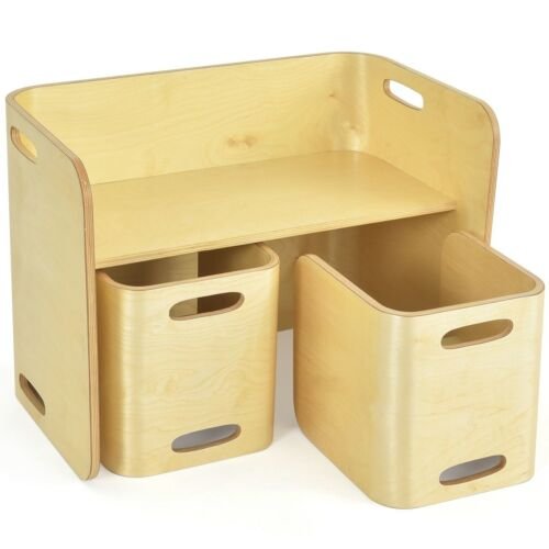 Coast 3-delige kindertafel stoelenset kinderzitgroep houten kindermeubels leertafel natuur