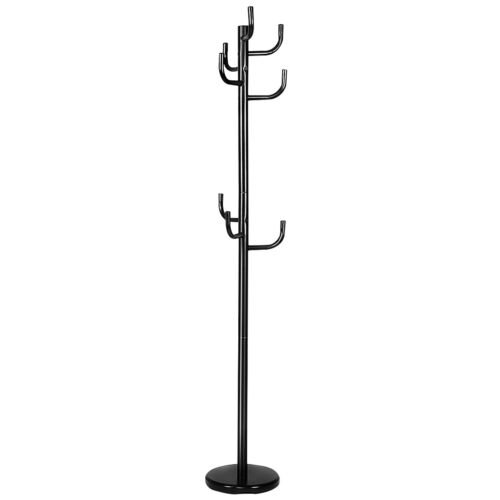 Coast Metalen Kapstok Met 11 Haken En Stabiele Ronde Voet - Zwart - 30 x 30 x 175 cm