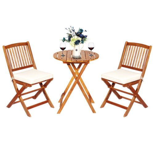 Coast 3-Delige Opvouwbare Meubelset met Ronde Tafel & 2 Stoelen
