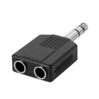 HQ-Power Jack connector - jack 6.35 mm mannelijk naar 2 x jack 6.35 mm vrouwelijk - stereo