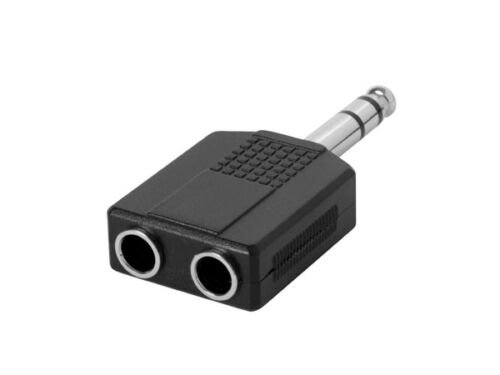 HQ-Power Jack connector - jack 6.35 mm mannelijk naar 2 x jack 6.35 mm vrouwelijk - stereo