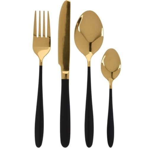 Excellent Houseware Bestekset - 16 delig -  Zwart/Goud