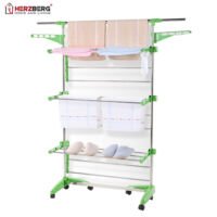 Herzberg HG-5015- Droogrek multifunctioneel -  opvouwbaar - RVS  -  Groen - 88-145 cm x 66 cm x 156 cm