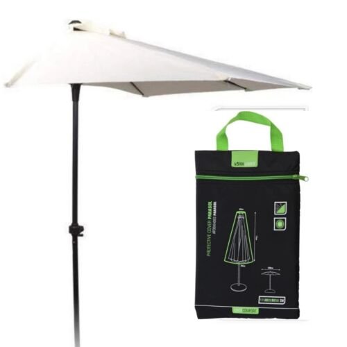 Pro Garden Stokparasol/ Half ronde Parasol/ Parasol - dia 250cm - Wit + INCL. Parasol Beschermhoes / Afdekhoes