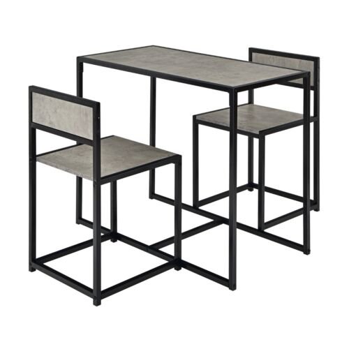 Coast 3-Delige Keukentafel Set met Compacte Tafel & 2 Stoelen Houten Materialen + Metaal Grijs