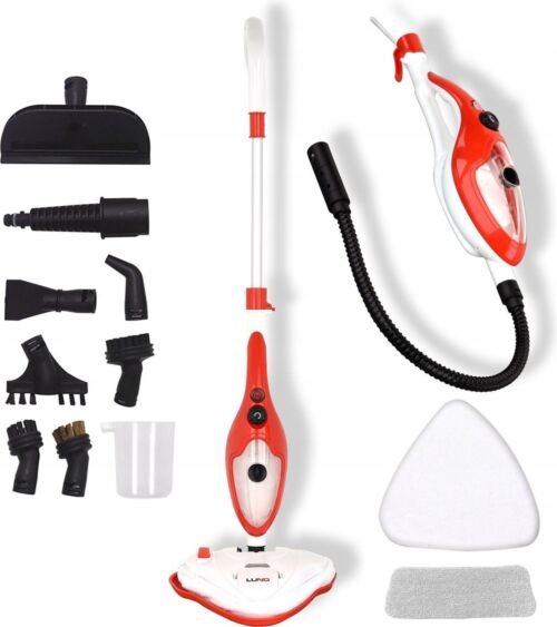 Lund Stoomreiniger incl. UV-Lamp- 1500W met 8 opzetstukken -  Rood