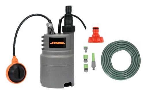 STHOR Dompelpomp - 400W - 6000l/h MET Tuinslang van 15 Meter incl. sproeier en koppelstukken EN YATO Kraanstuk 1"