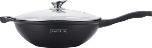 Royalty Line Marmercoating Wokpan - Inclusief Glazen Deksel - 32 cm - Zwart