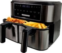 Ocina Dubbele Airfryer XXL - 8L Capaciteit - twee bereidingscompartimenten - RVS/Zwart