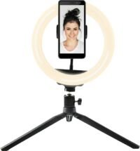 Denver RLS801 Ring Light met Statief - 8 inch Tiktok Lamp met Telefoonhouder - Ringlamp 19cm Hoog