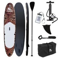 Pacific Special Edition Sup Board - Panterprint wit - GRATIS Waterproof telefoonhoesje - Extra Stevig - 305 cm - 7 Delig - Tot 100 kg - Opblaasbaar