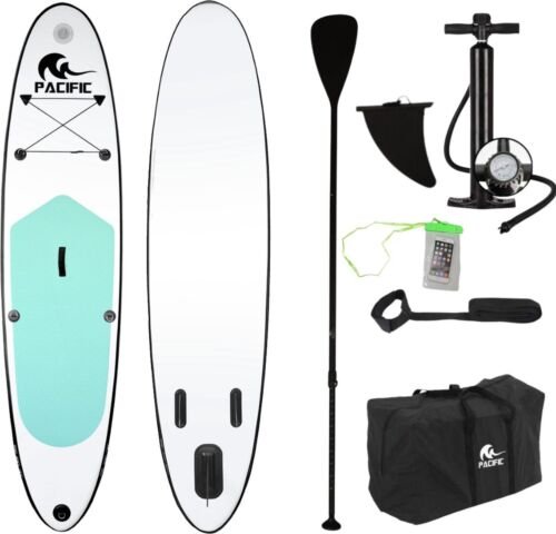 Pacific -SUP Board - GRATIS Waterproof Telefoonhoesje - 305 cm - Tot 100 kg - Wit/Groen