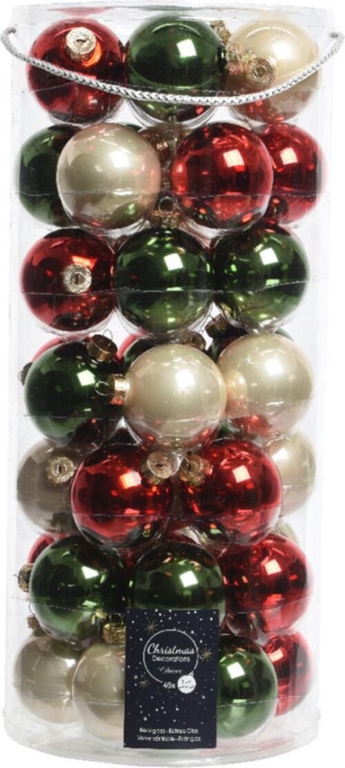 Decosis Kerstballen Mix - 49 stuks - ø 6cm - Glas - Rood & Groen