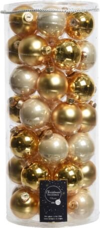 Kerstballen pakket 49x stuks kerstballen parel/goud van glas 6 cm - glans en mat - Kerstversiering