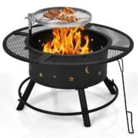 Coast Stalen vuurschaal met 360° Grillrooster - Zwart - Ø 81 cm