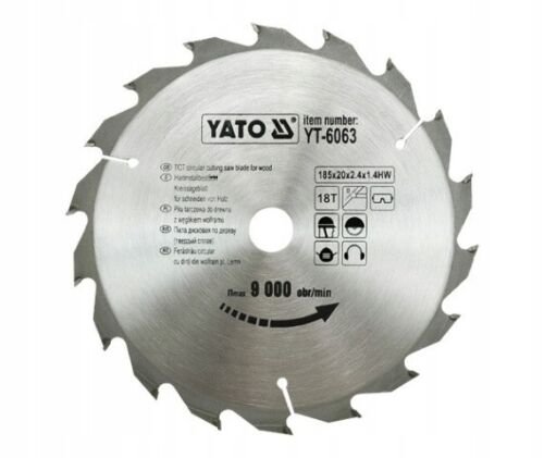 YATO Cirkelzaagblad Ø185 mm - 18 T - binnendiameter 20 mm