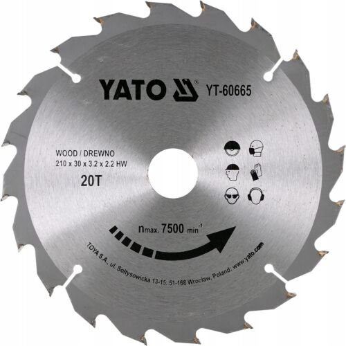 YATO Cirkelzaagblad Ø210 mm - 20T - binnendiameter 30 mm
